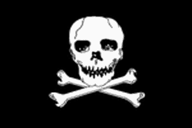 a skull and crossbones on a black background