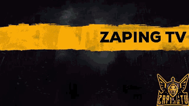 a yellow banner that says zaping tv on it