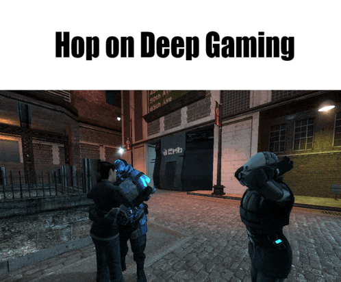 a screenshot of a video game with the words hop on deep gaming at the top