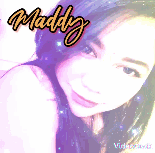 a picture of a woman with the name maddy on it