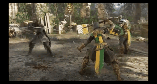 a group of knights are fighting each other with swords and shields