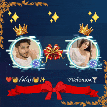 a picture of a man and a woman with the name veronica on the bottom right