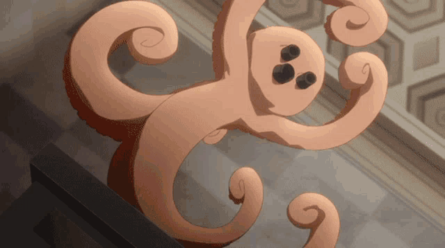 a cartoon drawing of an octopus with a swirl around its head