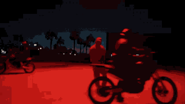 a blurry picture of a person in a red hat