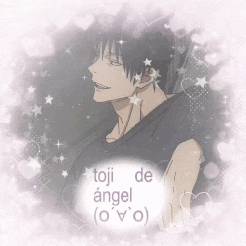 a picture of a man with toji de angel written on the bottom