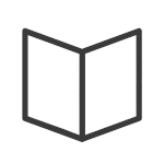 a black and white icon of a book with lines on it .