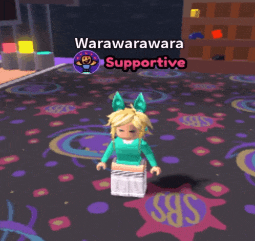 a girl in a video game with the name warawarawara supportive on it