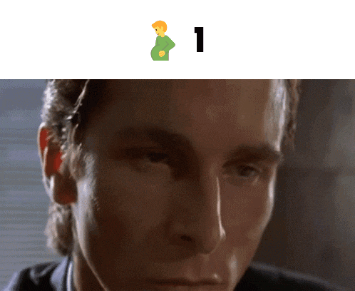 a man 's face is shown next to a pregnant woman and the number one