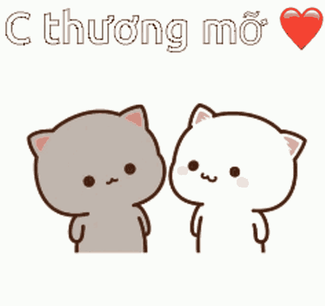 a couple of cats are kissing each other with a heart in the background .