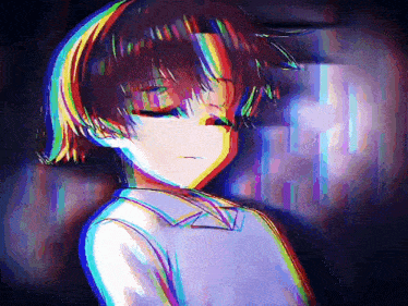 a drawing of a girl with a rainbow colored hair