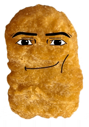 a chicken nugget with a cartoon face on it