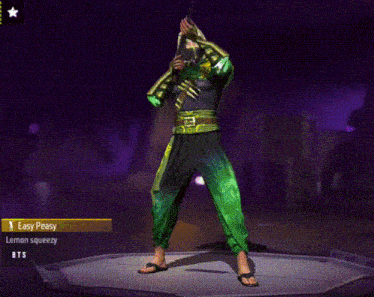 a video game character named fantasy peasy is standing on a stage