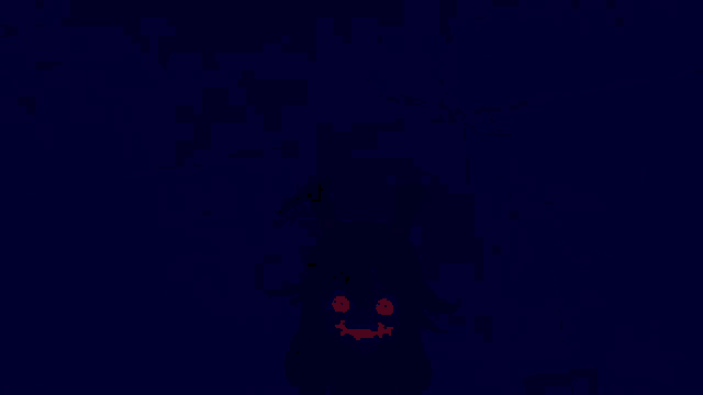 a silhouette of a person with red eyes and a smiley face