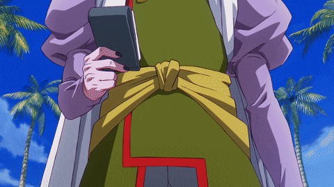 a cartoon character holding a book in front of a palm tree