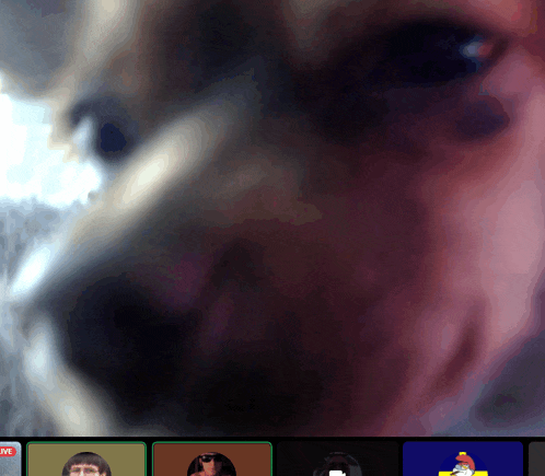 a close up of a person 's face with the word live on the bottom left