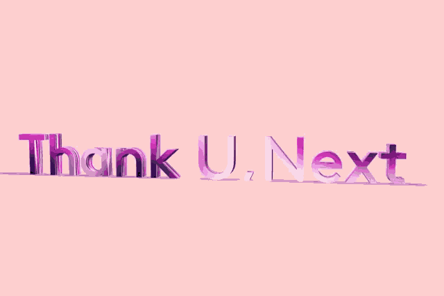 a pink background with the words thank u next in purple