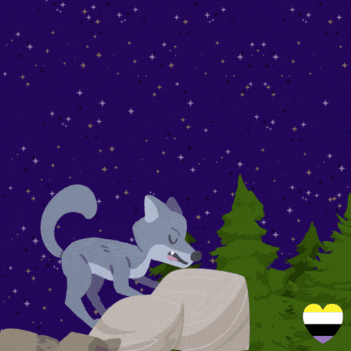 a happy birthday koda card with a wolf howling at the moon