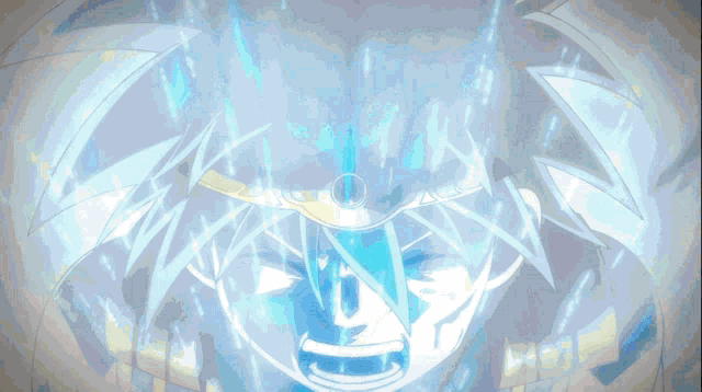 a close up of a cartoon character 's face with a blue background