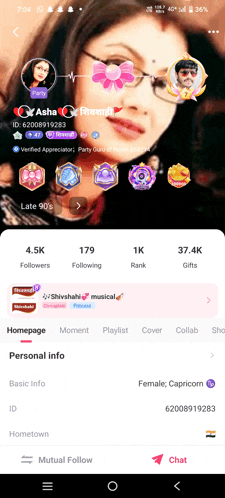 a screenshot of a woman 's profile on a social media app