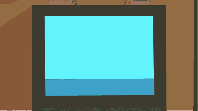 a cartoon of a man holding a box with the word brick on the screen