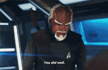 a man with a beard and a sword says you did well