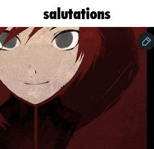 a picture of a girl with red hair and the words salutations above her