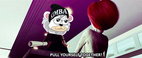 a cartoon character with a hat that says kimba pull yourself together