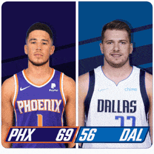 two basketball players one from the phoenix and the other from dallas