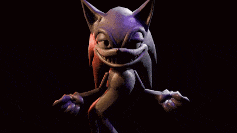 a 3d rendering of a sonic the hedgehog with his mouth open