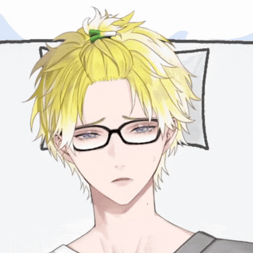 a drawing of a boy with glasses and a bow in his hair