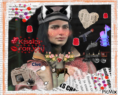 a collage of images with the words kisses for you on the bottom