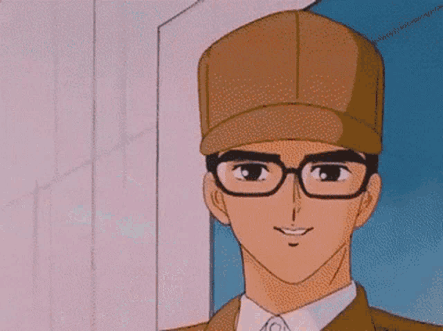 a cartoon man wearing glasses and a hat giving an ok sign