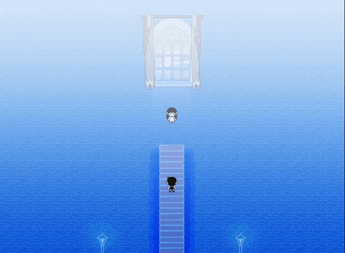 a person standing on a set of stairs in a game