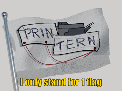 a flag that says " print tern " on it