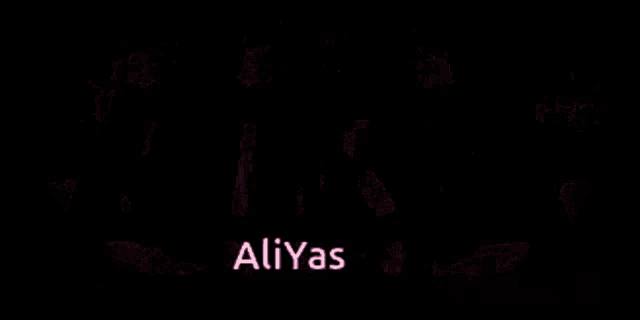 a purple background with the name aliyas written on it