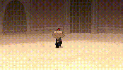 a pixel art illustration of a man walking in the snow .