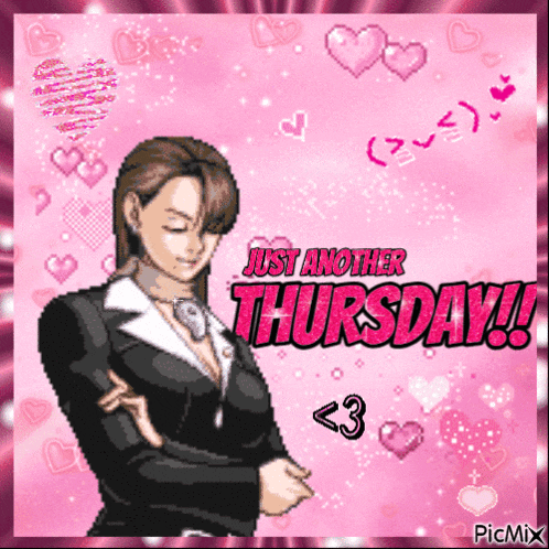 a picture of a woman with the words just another thursday written on it