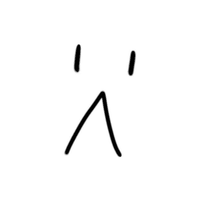 a black and white drawing of a sad face