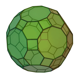 a green and brown ball with a geometric pattern