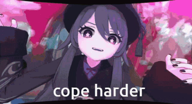 a picture of a girl with the words cope harder