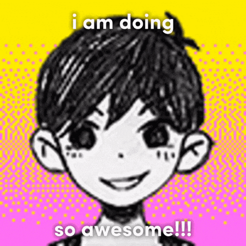 a drawing of a boy with the words i am doing so awesome !!!