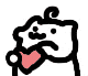 a black and white cartoon character with a heart in its mouth .