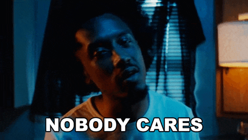 a man says nobody cares in front of a lamp