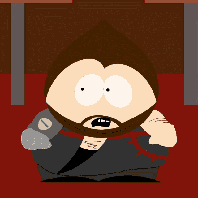 a cartoon character with a beard is wearing a cape