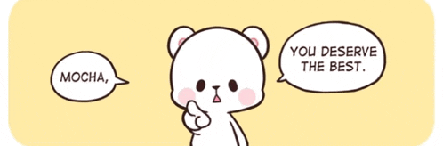 a teddy bear with a speech bubble that says you deserve the best