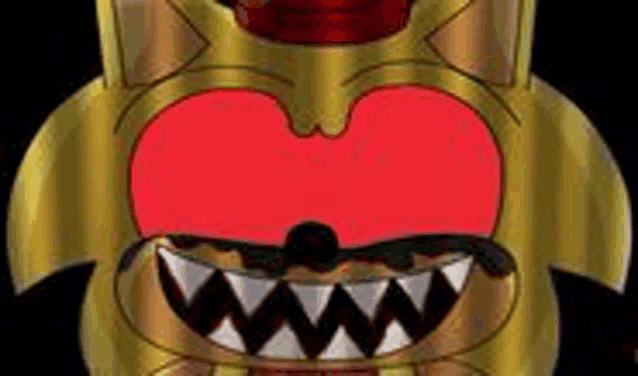 a close up of a cartoon character with a red heart in his mouth .