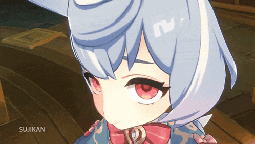 a close up of a girl 's face with the words sujikan below her