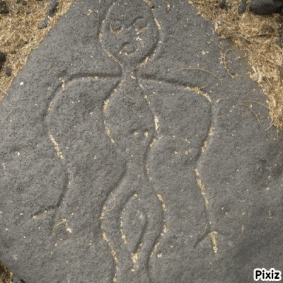 a picture of a rock with a drawing of a face and the word pixiz on the bottom