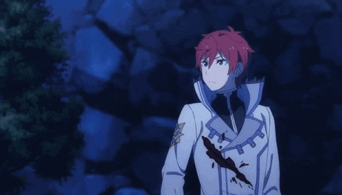 a person with red hair and a white coat is running