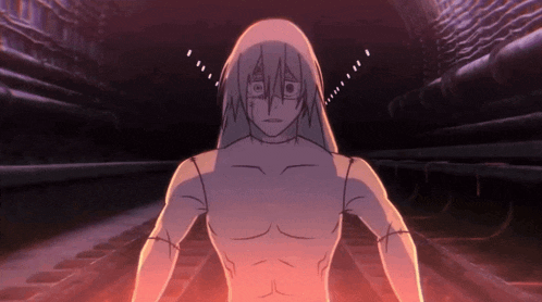a drawing of a naked man with stitches on his arms and legs